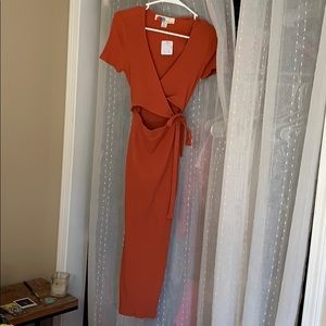 Free people Burnt orange wrap dress